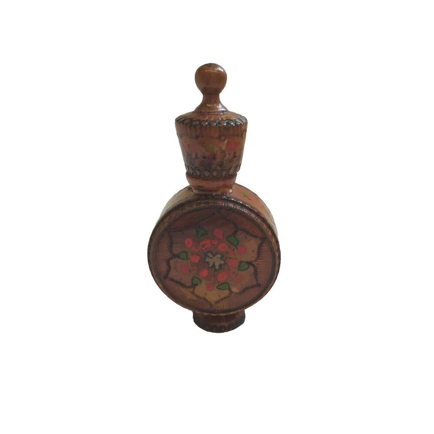 Bulgarian ROSE OIL Perfume Wood Bottle Handmade Souvenir 1950s