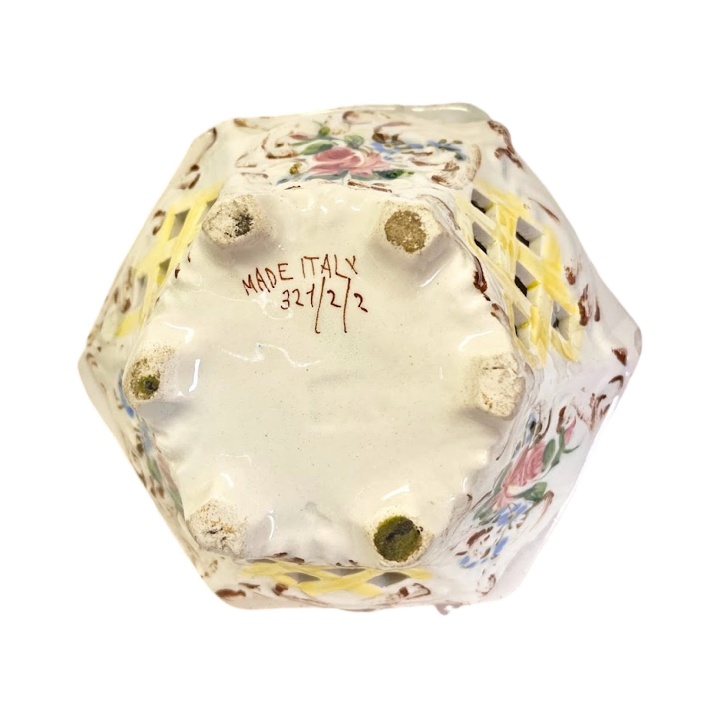 Vintage Italian Nigelle Floral Ceramic Trinket Box, 1950s Stamped Italy