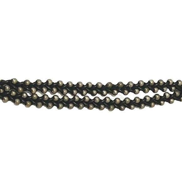 Uno De 50 Silver Beaded Bracelet Unisex Men's Women's Double Dark Brown Leather