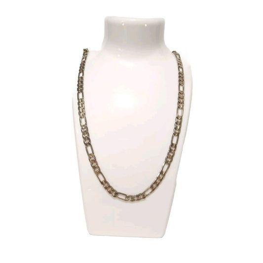 Vintage Silver Tone 24"Figaro Chain Necklace