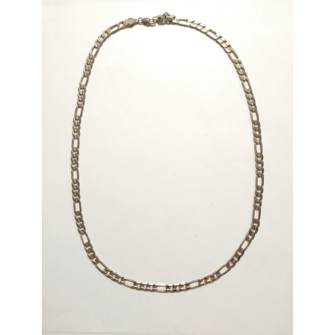 Vintage Silver Tone 24"Figaro Chain Necklace