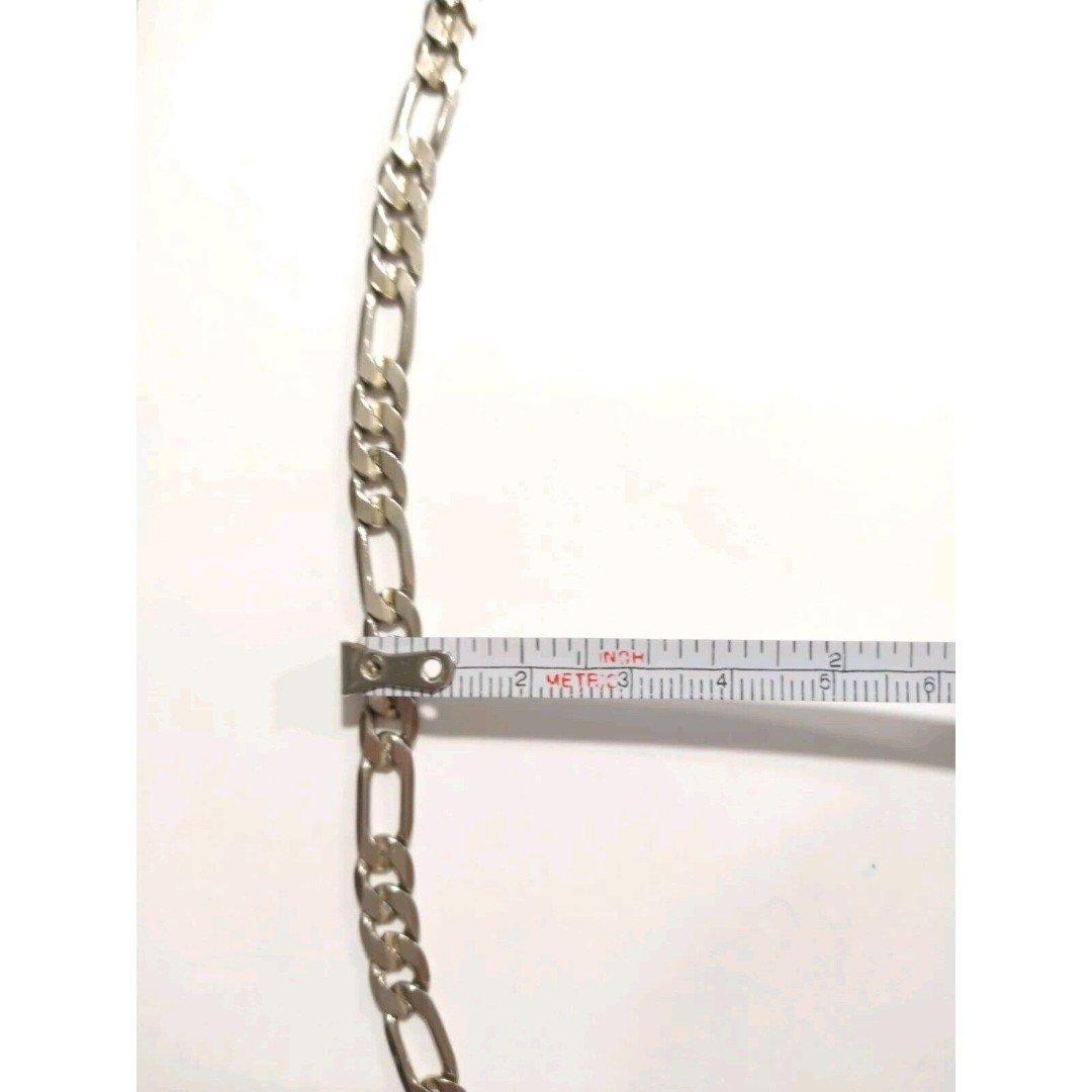 Vintage Silver Tone 24"Figaro Chain Necklace