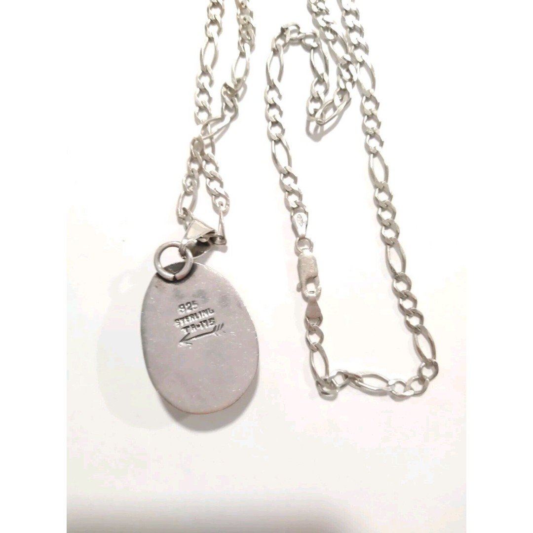 Vtg Native American Sterling Silver Kokopelli Turquoise Pendant Chain Necklace