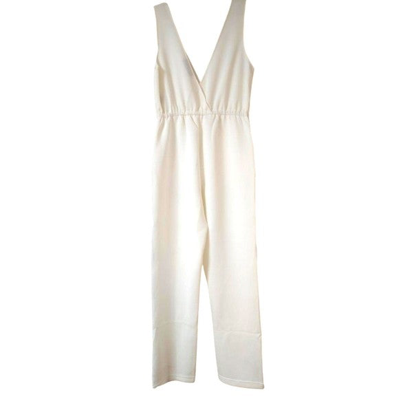 Brooke Coleman White Women's Romper Jumpsuit Size S Sleeveless V-Neck