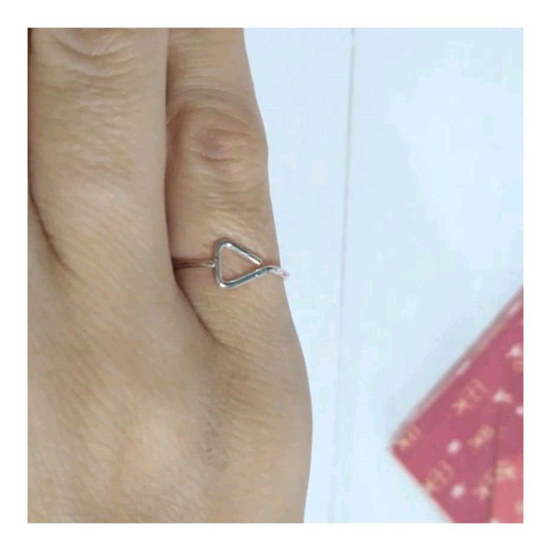 Dainty Open Triangle Silver Plated Band Ring, size 2~ Pinky Ring Silver Tone