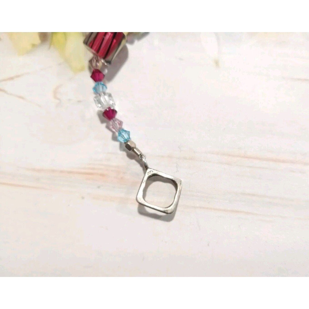 Ladies Multicolor Beaded Sterling Silver 925 Clasp Bracelet