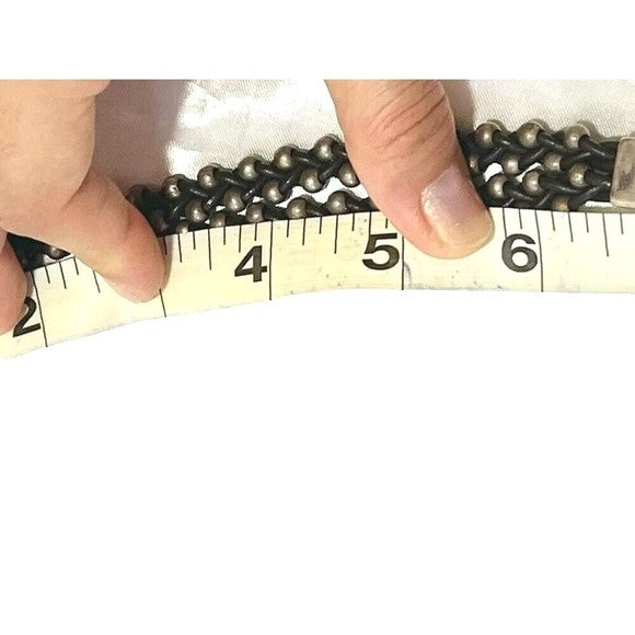 Uno De 50 Silver Beaded Bracelet Unisex Men's Women's Double Dark Brown Leather