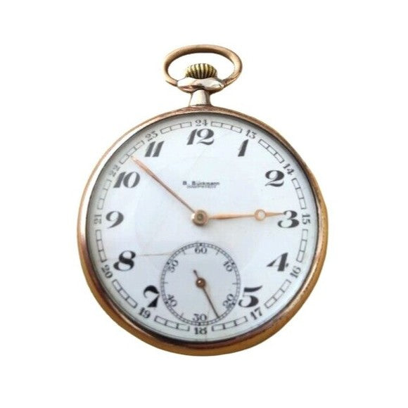 Antique Pocket Watch B. Buckmann Harpstedt Sterling Silver Rose Gold Germany
