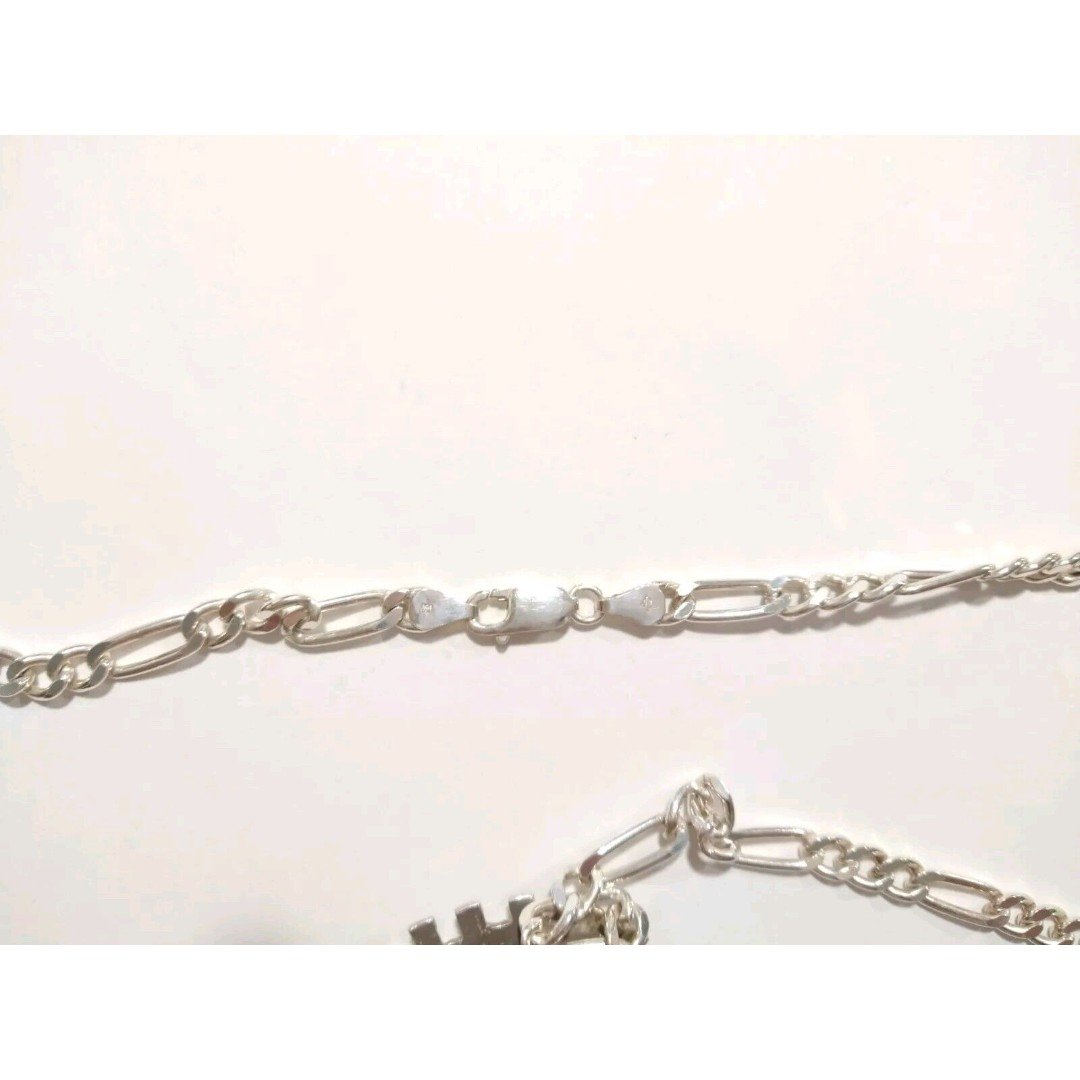 Vtg Solid Large Sun Aztec 925 Sterling Silver Pendant Figaro Necklace Italy