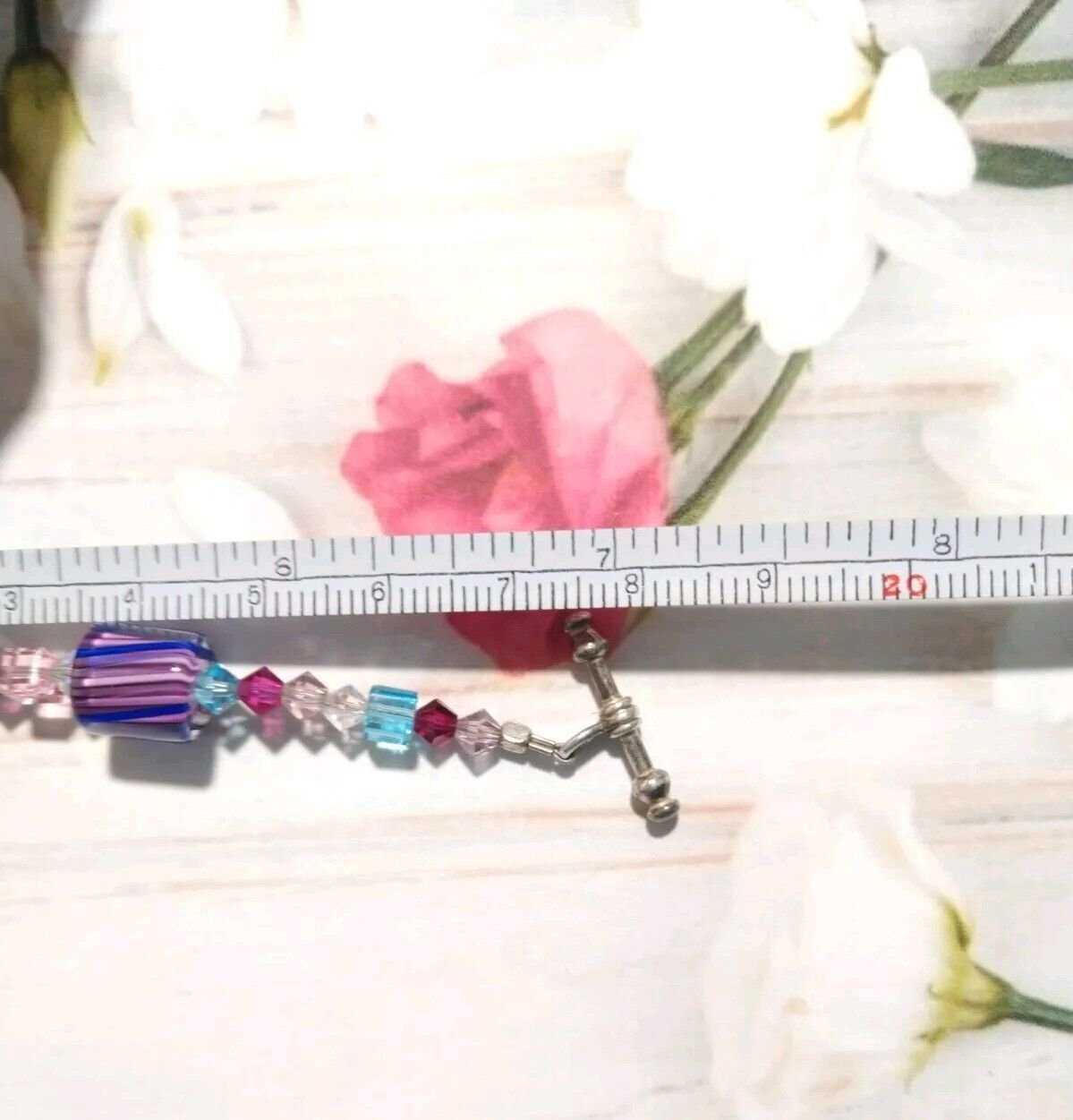 Ladies Multicolor Beaded Sterling Silver 925 Clasp Bracelet