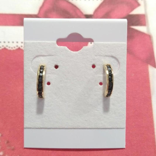 Yellow Gold On 925 Sterling Silver C- Hoop Earrings Signed
