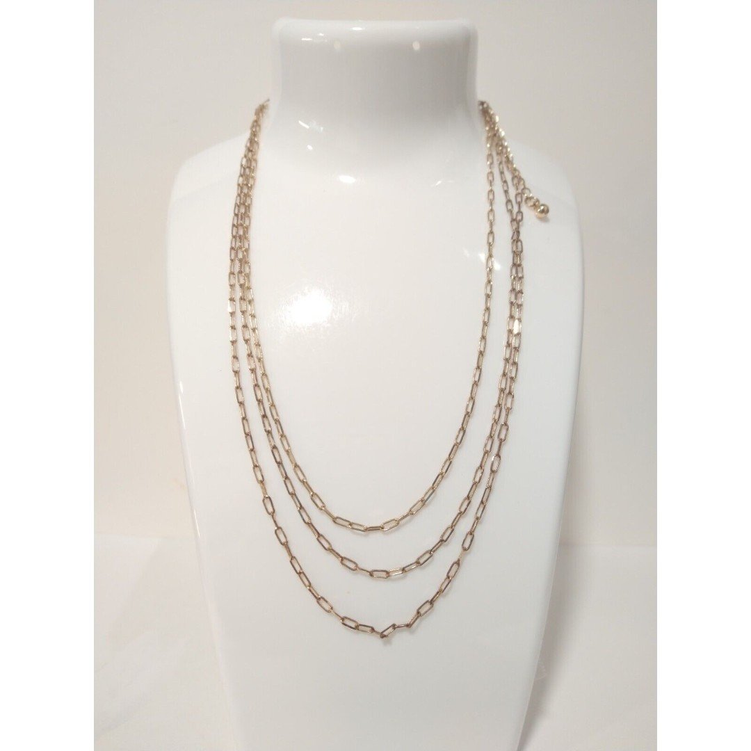 Women's Chain Three-Strand Necklace Yellow Gold Tone