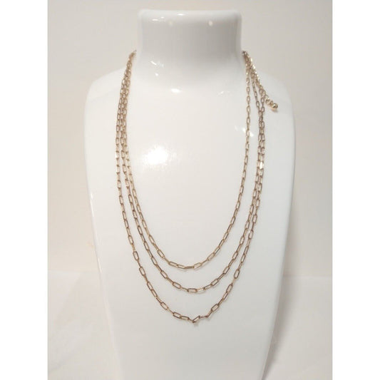 Women's Chain Three-Strand Necklace Yellow Gold Tone