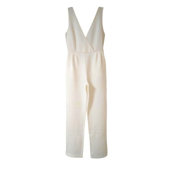 Brooke Coleman White Women's Romper Jumpsuit Size S Sleeveless V-Neck