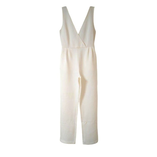 Brooke Coleman White Women's Romper Jumpsuit Size S Sleeveless V-Neck