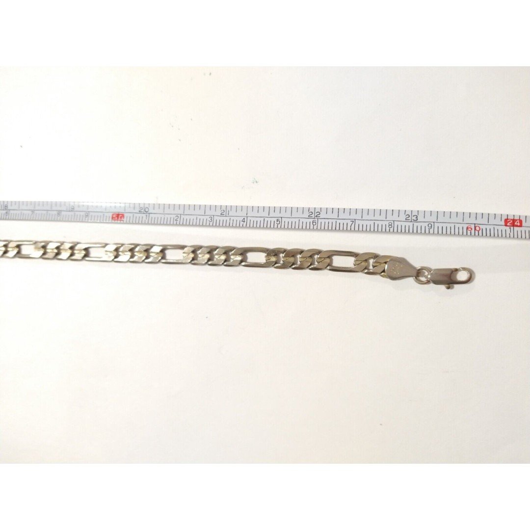 Vintage Silver Tone 24"Figaro Chain Necklace