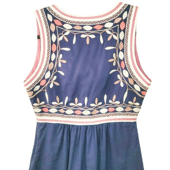 Arc & Co Womens Floral Grecian V-neck Embroidered Babydoll Sundress Dress S