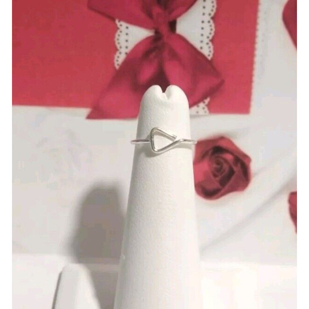 Dainty Open Triangle Silver Plated Band Ring, size 2~ Pinky Ring Silver Tone