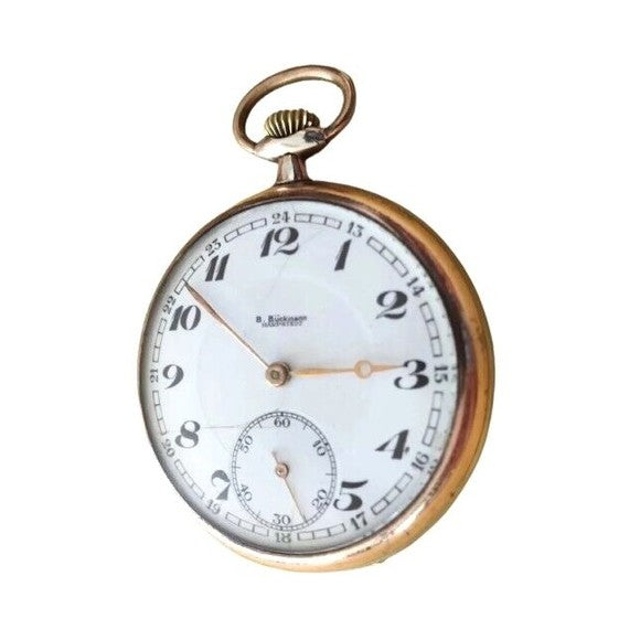 Antique Pocket Watch B. Buckmann Harpstedt Sterling Silver Rose Gold Germany