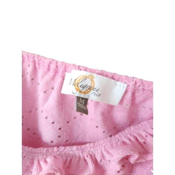 Melograno Rico Women's Pink Top Short Sleeve T-shirt Size M Round Neck