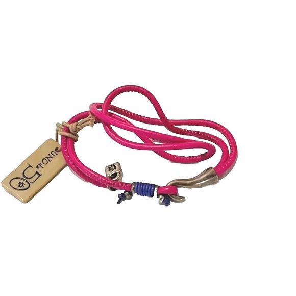 Uno De 50 Bracelet Double Pink Leather Silver Charm Unisex Men's Women's Spain