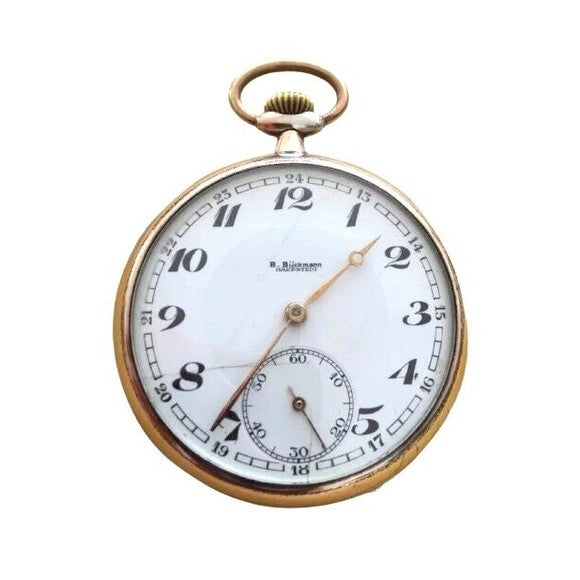 Antique Pocket Watch B. Buckmann Harpstedt Sterling Silver Rose Gold Germany